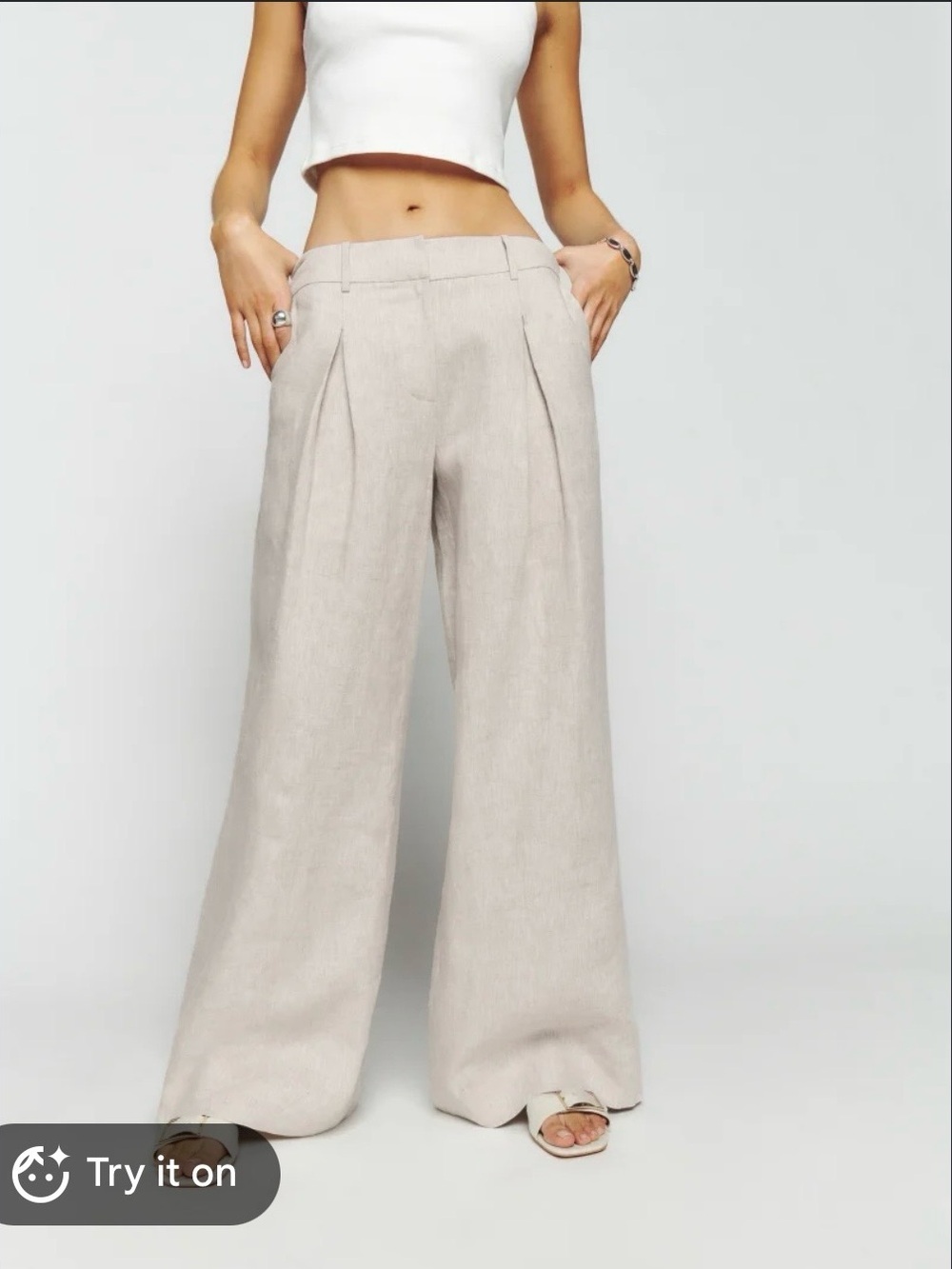Reformation Asher low rise 100% linen wide leg pants size 6P